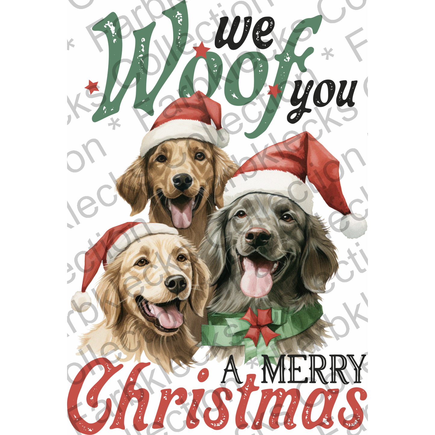 Motivtransfer 1120 Vintage We Woof you Merry Christmas