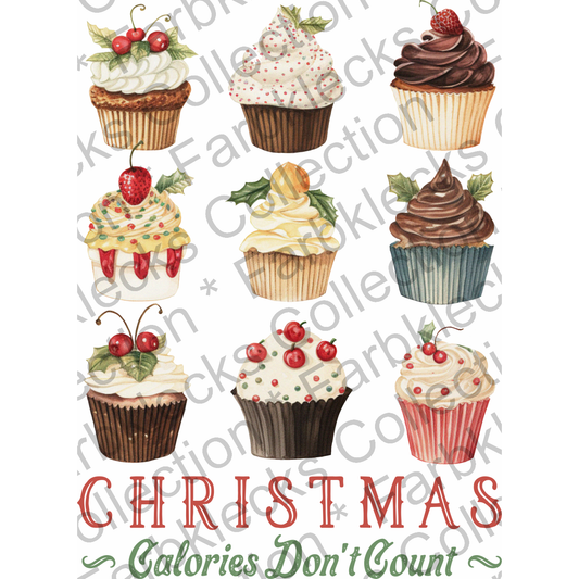 Motivtransfer 1121 Vintage Christmas Calories dont Count