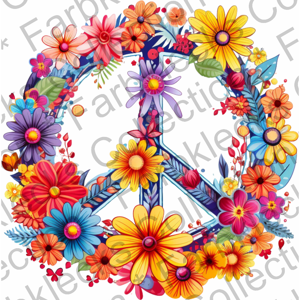 Motivtransfer 1227 Hippie Peace Flower Symbol