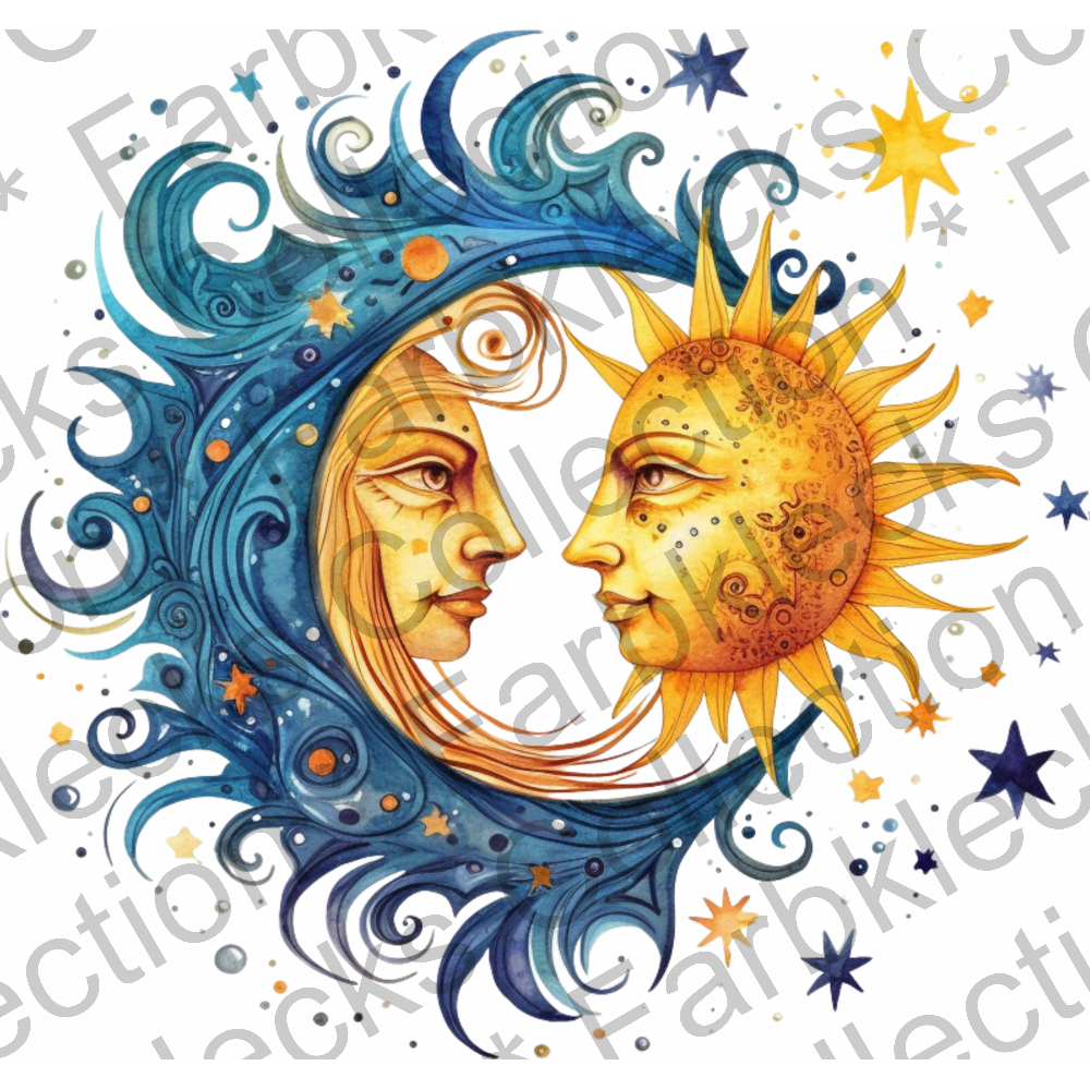 Motivtransfer 1237 Sonne und Mond Blau