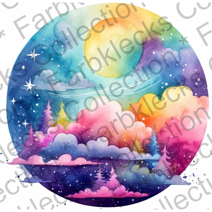 Motivtransfer 1275 Regenbogen Landschaft im Mond