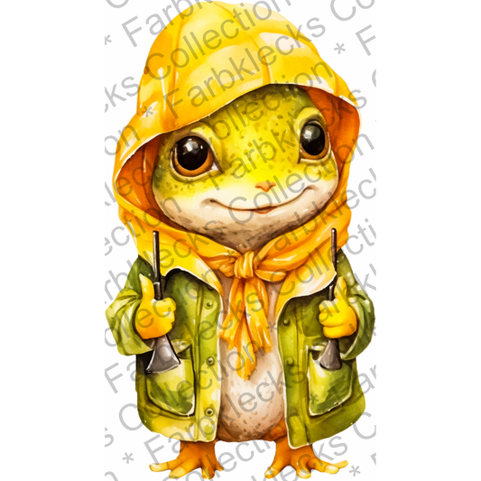 Motivtransfer 1426 Frosch mit Regenmantel