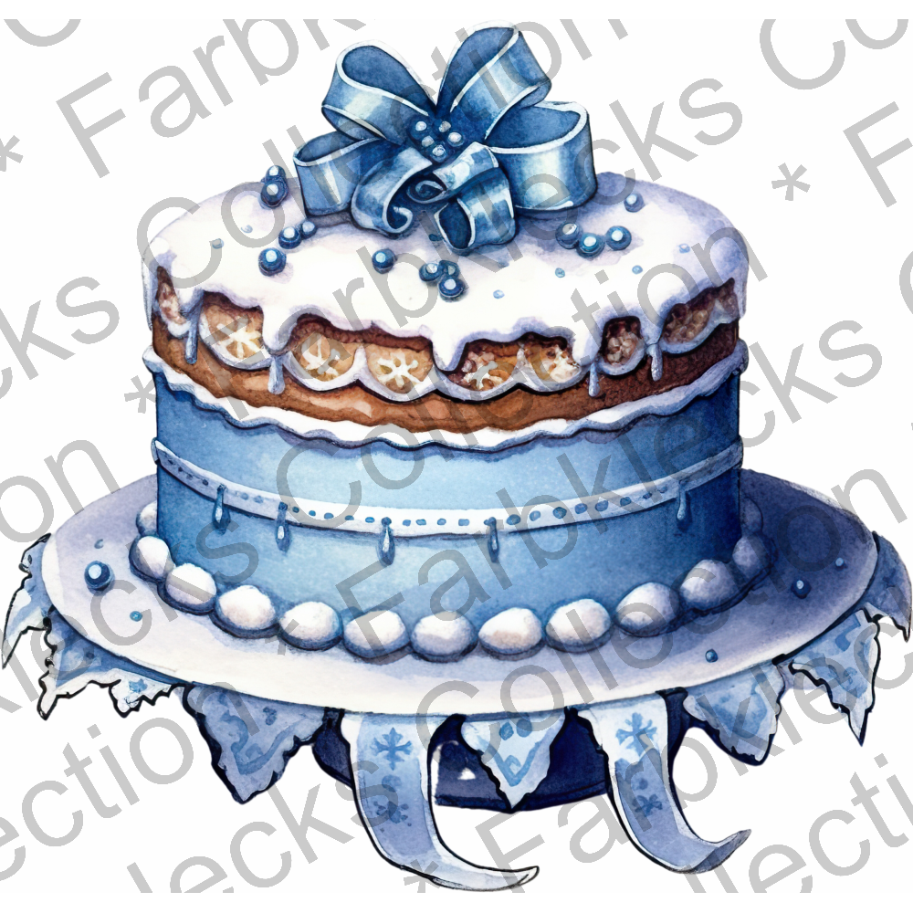 Motivtransfer 1489 Blaue Torte mit Glasur