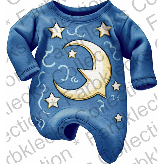 Motivtransfer 1498 Babybody blau mit Mond