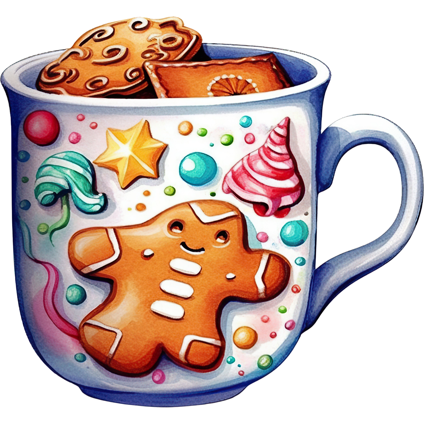 Motivtransfer 1523 Tasse mit Kakao und Lebkuchen