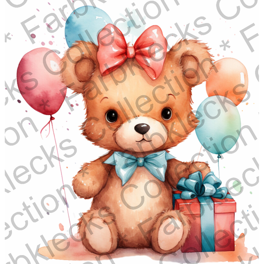 Motivtransfer 1594 Teddy  mit Geschenk