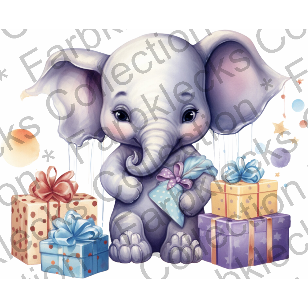 Motivtransfer 1595 Elefant mit Geschenken