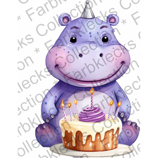 Motivtransfer 1596 Hippo mit Torte