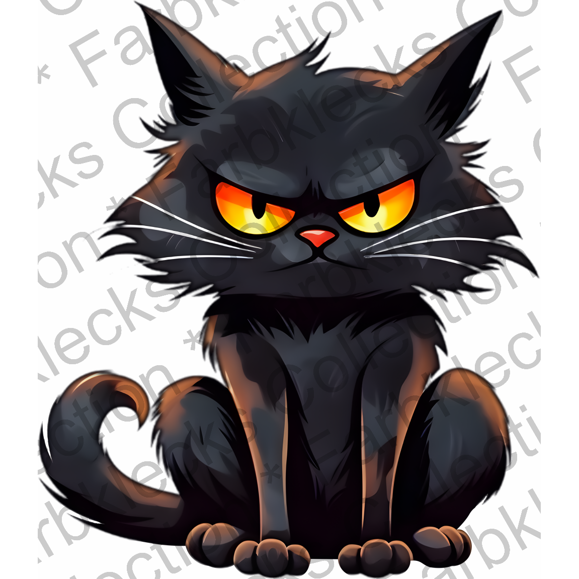 Motivtransfer 1730 Funny Black Cat Orange Eyes