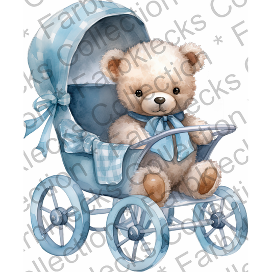 Motivtransfer 1803 Teddy im Kinderwagen