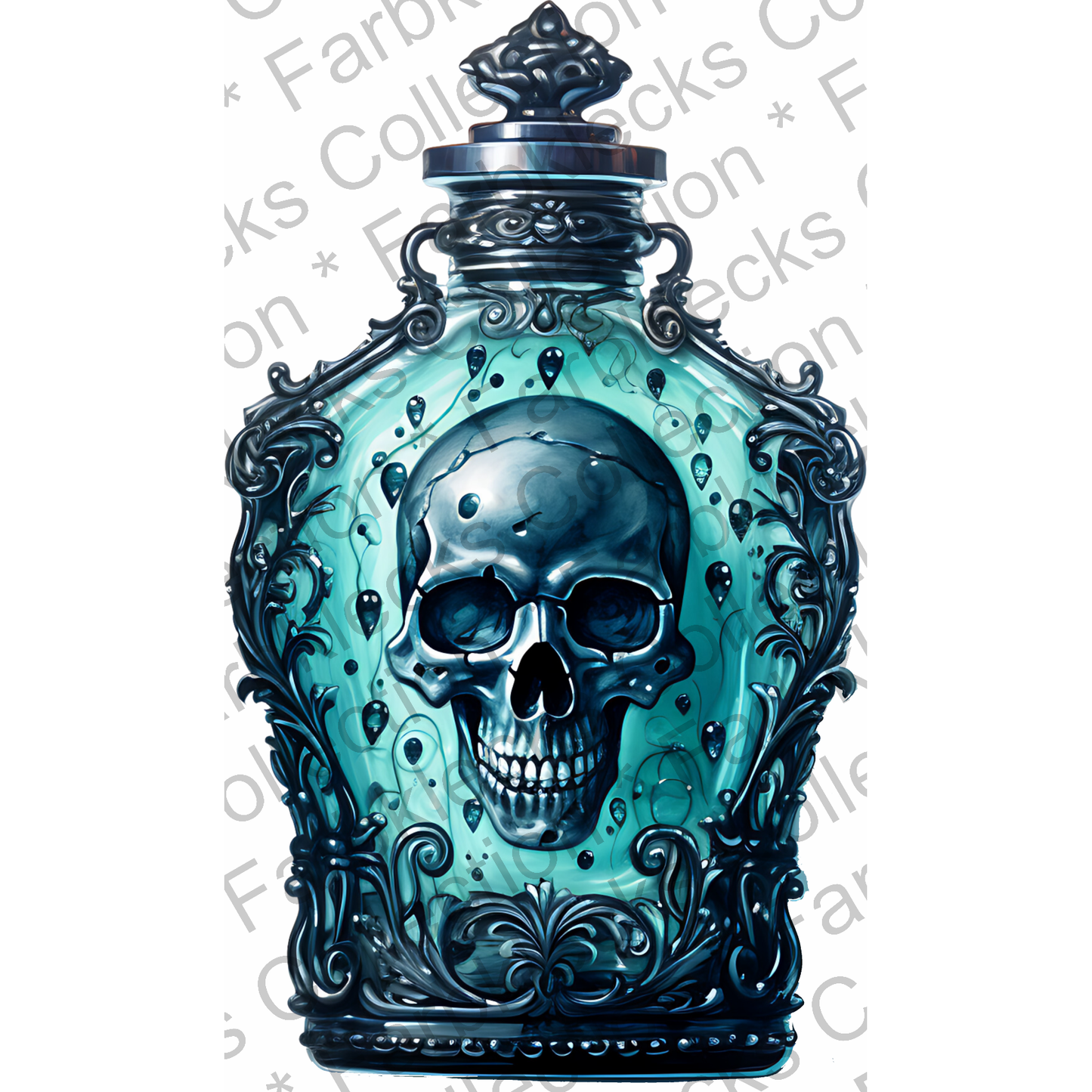 Motivtransfer 1875 Gothic Flasche mit Totenkopf