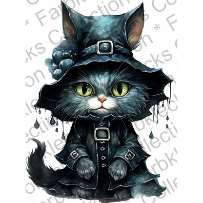 Motivtransfer 1876 Gothic Katze mit Hut