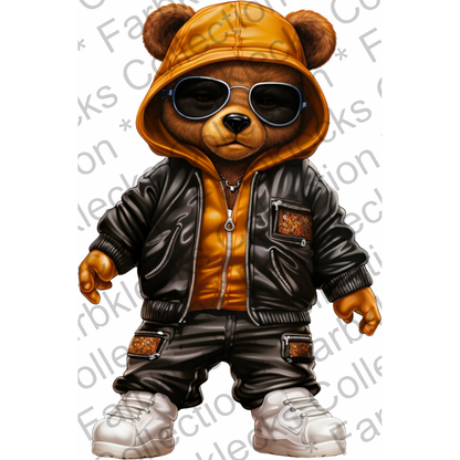 Motivtransfer 1960 Cooler Teddy mit Lederjacke und Brille