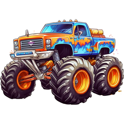 Motivtransfer 2014 Blau Orangener Monstertruck