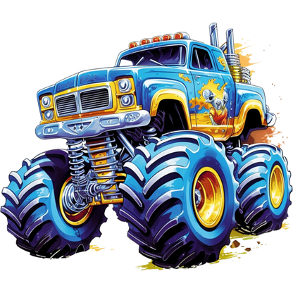 Motivtransfer 2016 Blau gelber Monstertruck