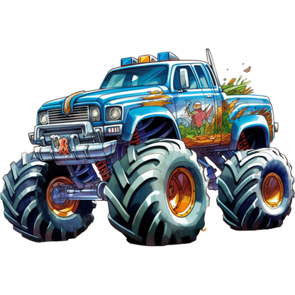 Motivtransfer 2018 Blauer Oldschool Monstertruck