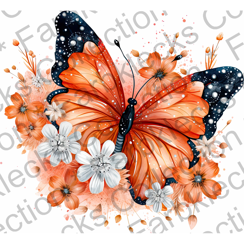 Motivtransfer 2077 Schmetterling blau orange