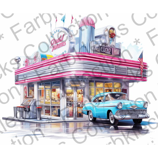 Motivtransfer 2326 American Diner mit Werbung