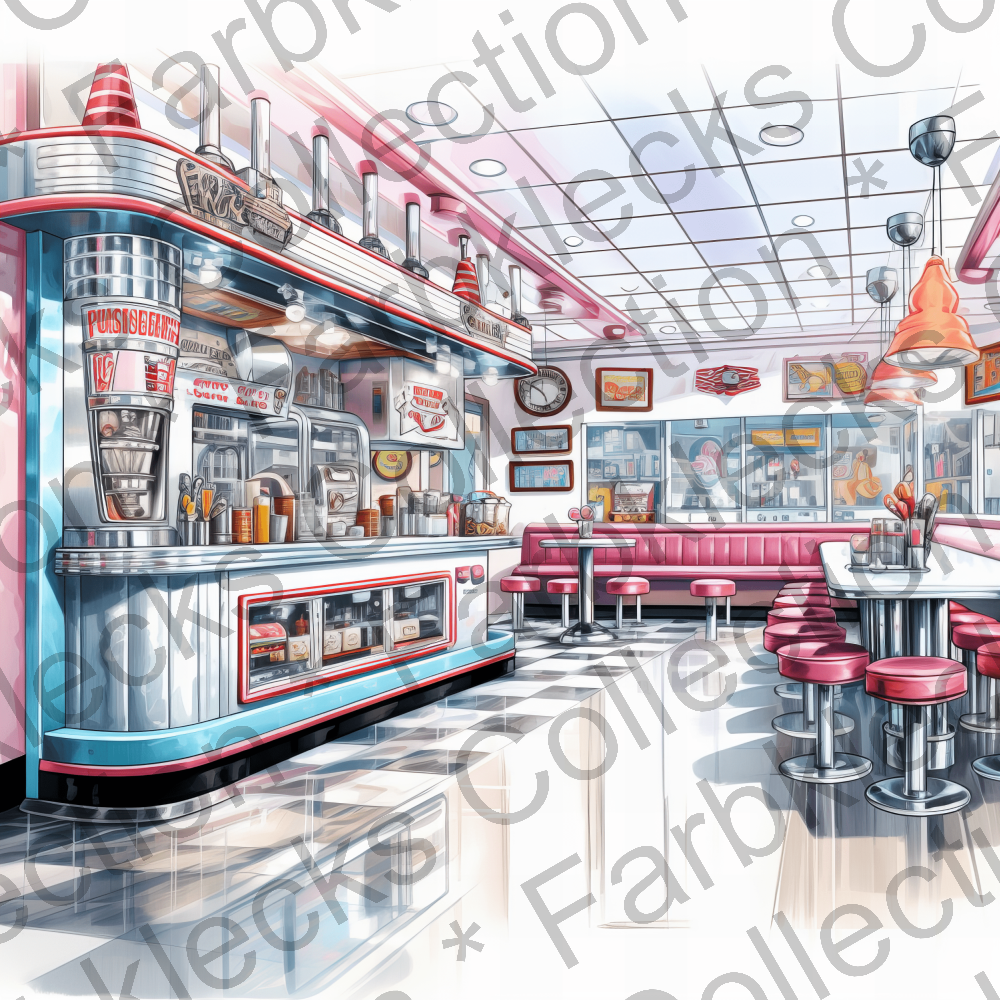 Motivtransfer 2331 American Diner Innenraum