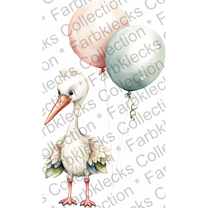 Motivtransfer 2464 Storch mit Ballons