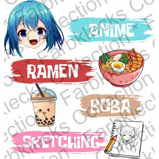 Motivtransfer 2772 Anime Ramen Boba Sketching