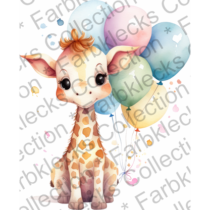 Motivtransfer 3210 Giraffe mit Ballons