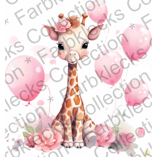 Motivtransfer 3211 Giraffe mit Ballons