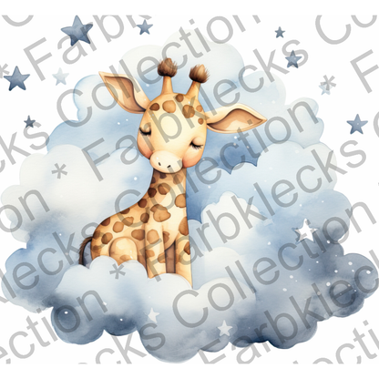 Motivtransfer 3214 Giraffe schläft auf Wolke