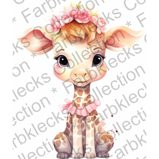 Motivtransfer 3217 Giraffe mit Blumenkranz im Haar