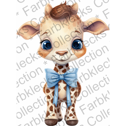 Motivtransfer 3220 Giraffe mit blauer Schleife