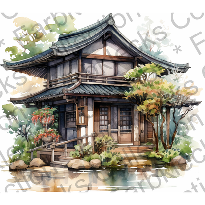 Motivtransfer 3229 Japanisches Haus am Wasser