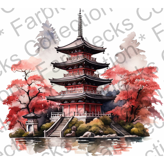 Motivtransfer 3236 Japanische Landschaft am Wasser