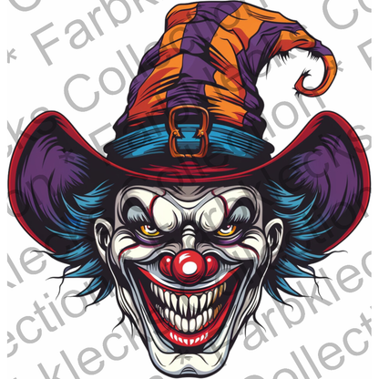 Motivtransfer 3628 Clown Gesicht mit buntem Hut