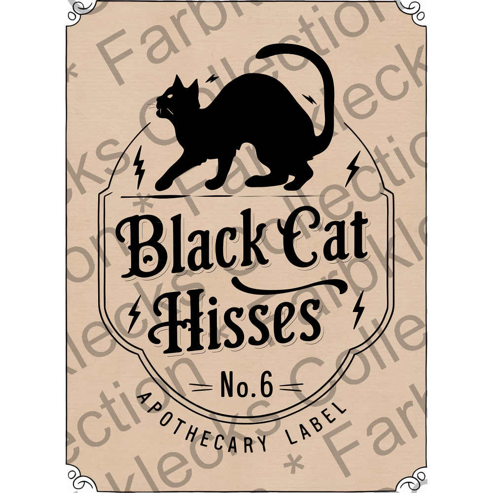 Motivtransfer 3794 Black Cat Hisses Label