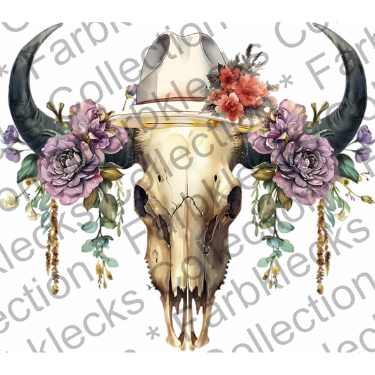 Motivtransfer 3843 Skull with Flowers