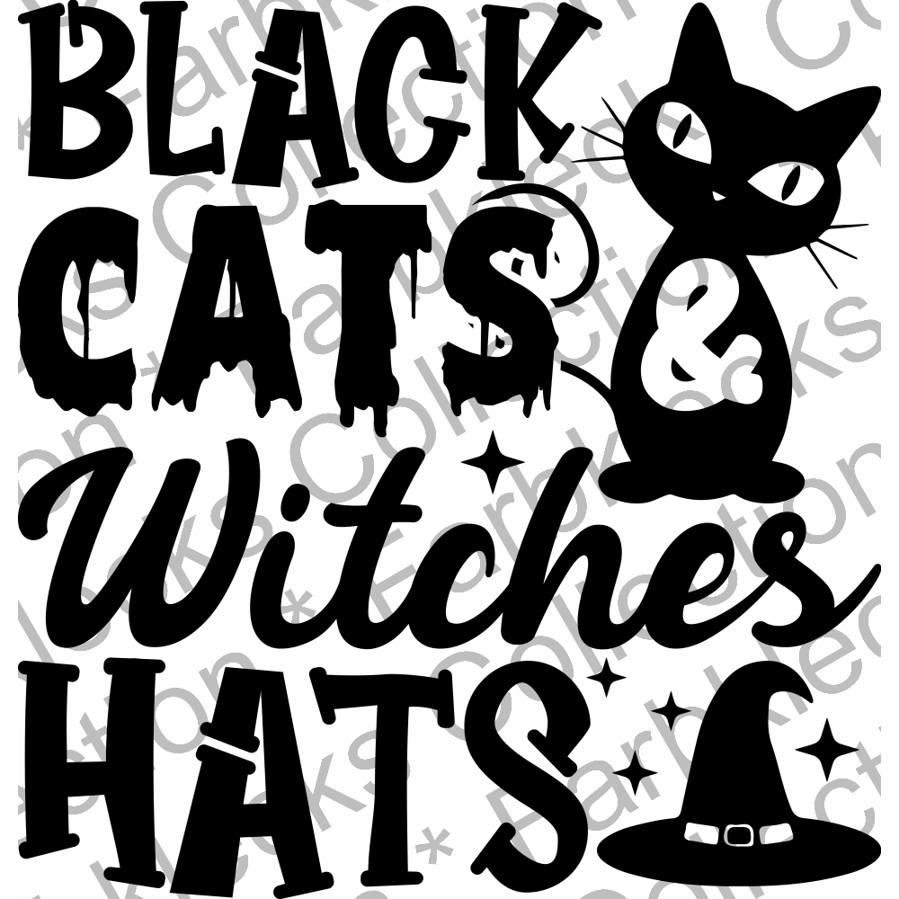 Motivtransfer 3929 Black Cats Witches Hats