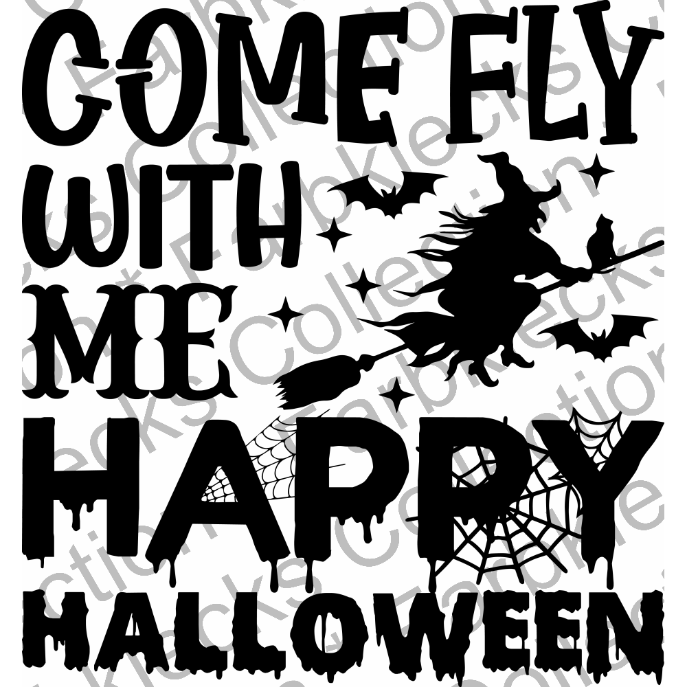 Motivtransfer 3949 Come Fly with me Happy Halloween