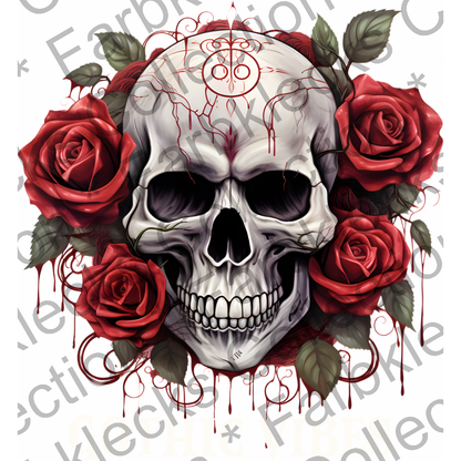 Motivtransfer 4423 Totenkopf mit Rosen