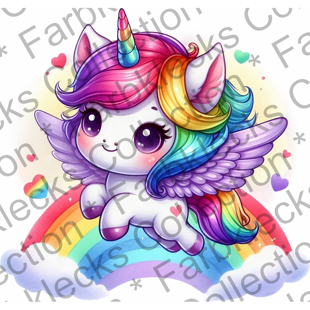 Motivtransfer 5183 Kleines Einhorn überm Regenbogen