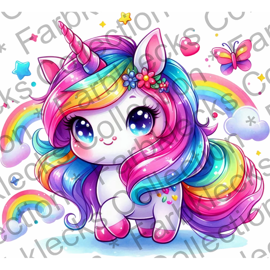 Motivtransfer 5199 Kleines Einhorn vor Regenbögen