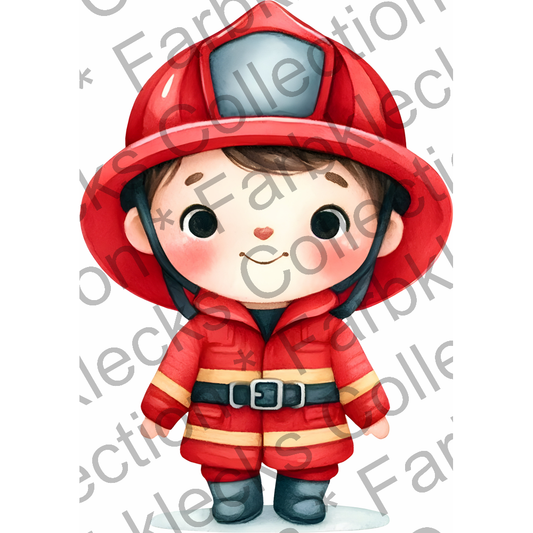 Motivtransfer 5246 Kleine Feuerwehrfrau mit roter Uniform