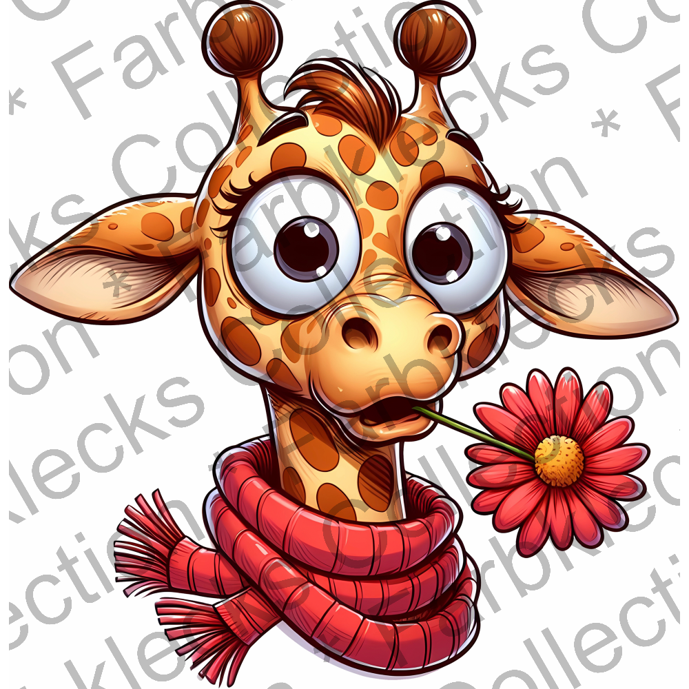 Motivtransfer 5495 Lustige Giraffe mit Schal und Blume