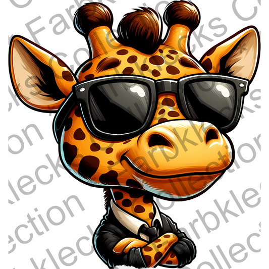 Motivtransfer 5505 Lustige Giraffe mit Sonnenbrille und Anzug