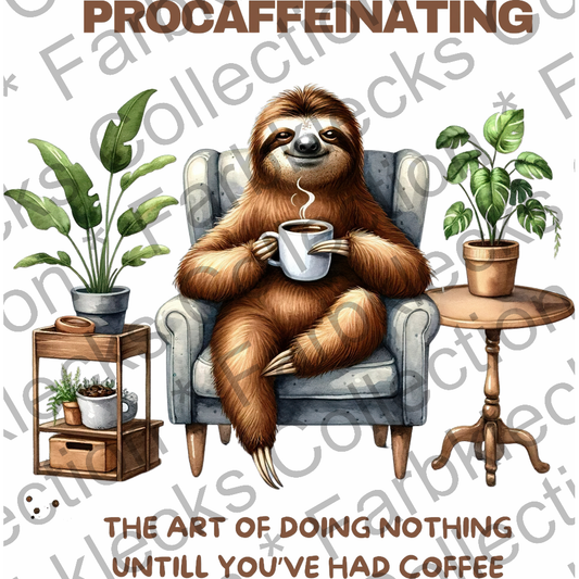 Motivtransfer 5593 Faultier Procaffeinating