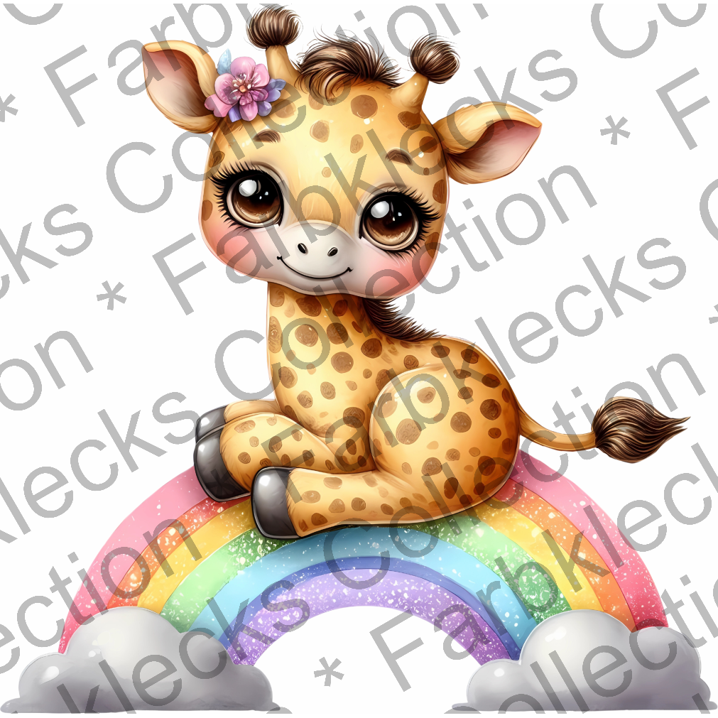 Motivtransfer 5653 Giraffe auf dem Regenbogen