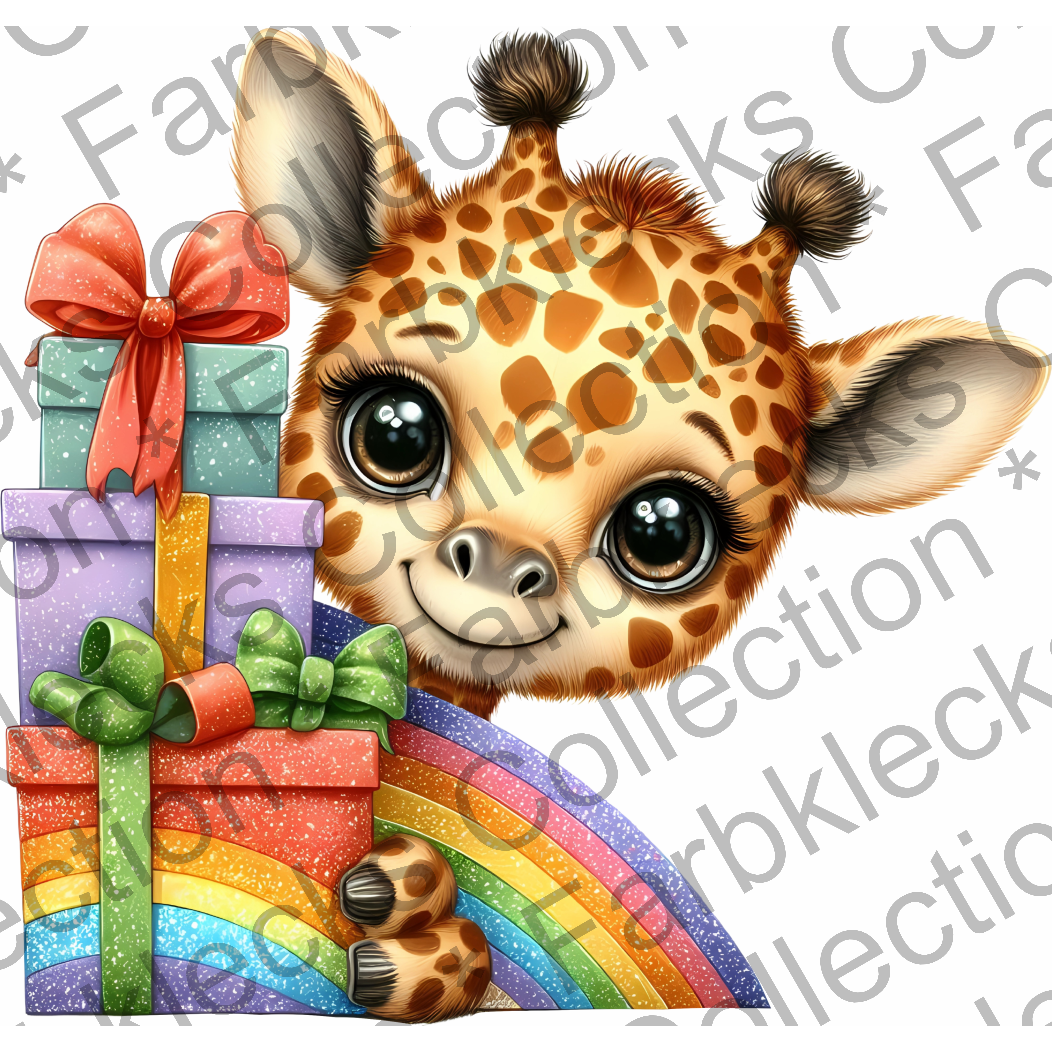 Motivtransfer 5657 Giraffe mit Geschenken