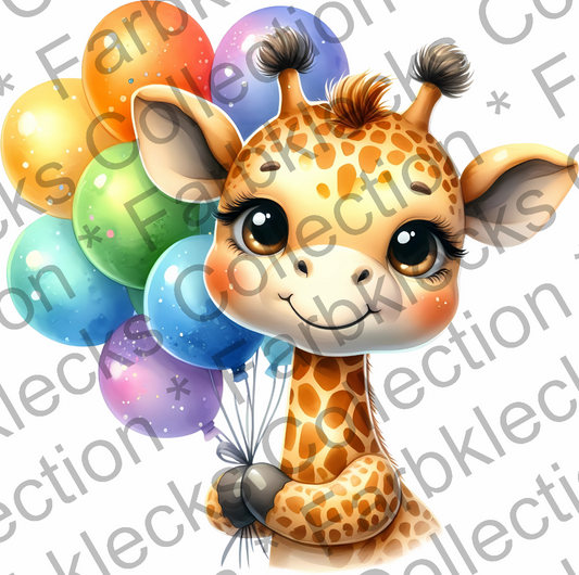 Motivtransfer 5658 Giraffe mit Luftballons