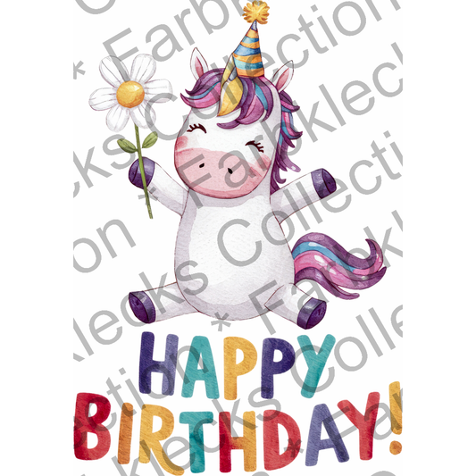 Motivtransfer 5682 Happy Birthday Einhorn