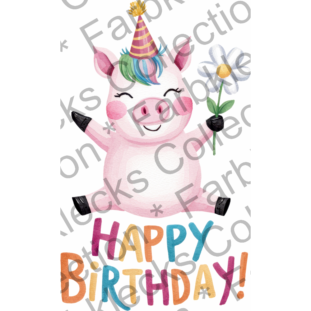 Motivtransfer 5683 Happy Birthday Schweinchen