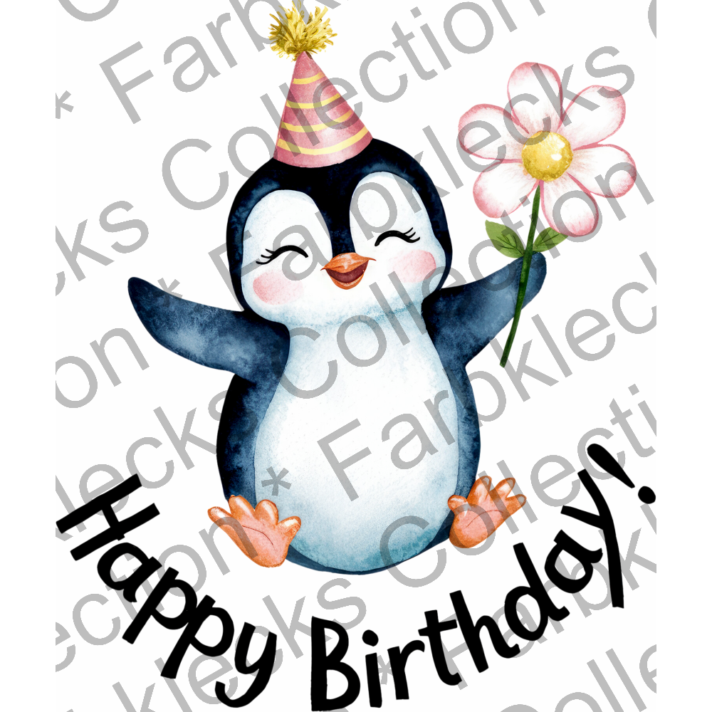 Motivtransfer 5684 Happy Birthday Pinguin